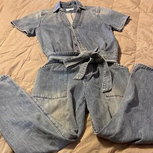 Denim Short Sleeve Jumpsuit